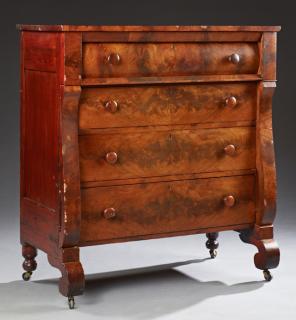 Appraisal: American Classical Carved Mahogany Chest th c with a convex