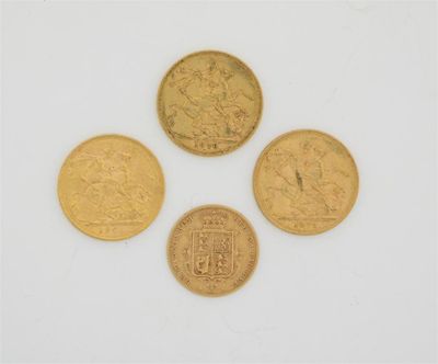 Appraisal: Victoria Gold sovereigns three and m and a half sovereign