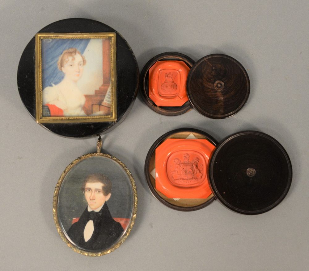 Appraisal: Four Piece Group to include oval miniature portrait painting of