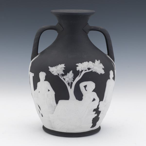 Appraisal: WEDGWOOD BLACK JASPERWARE PORTLAND VASE x Black basalt ware with