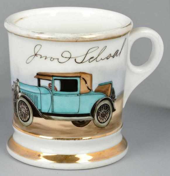 Appraisal: Automobile Shaving Mug Description Gilt name J Schoal Felda China