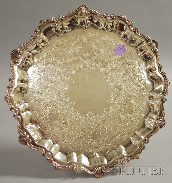 Appraisal: Round Silver Plated Footed Tray shell edge decoration with shell