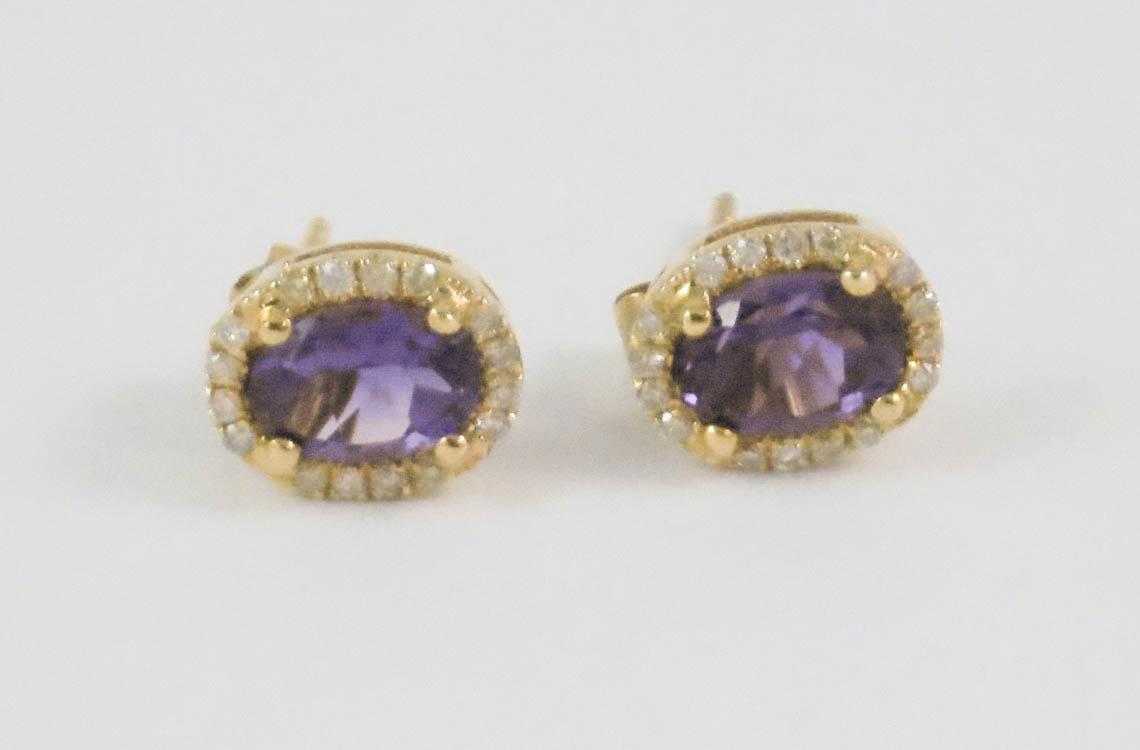 Appraisal: PAIR OF AMETHYST AND DIAMOND EARRINGS each k yellow gold