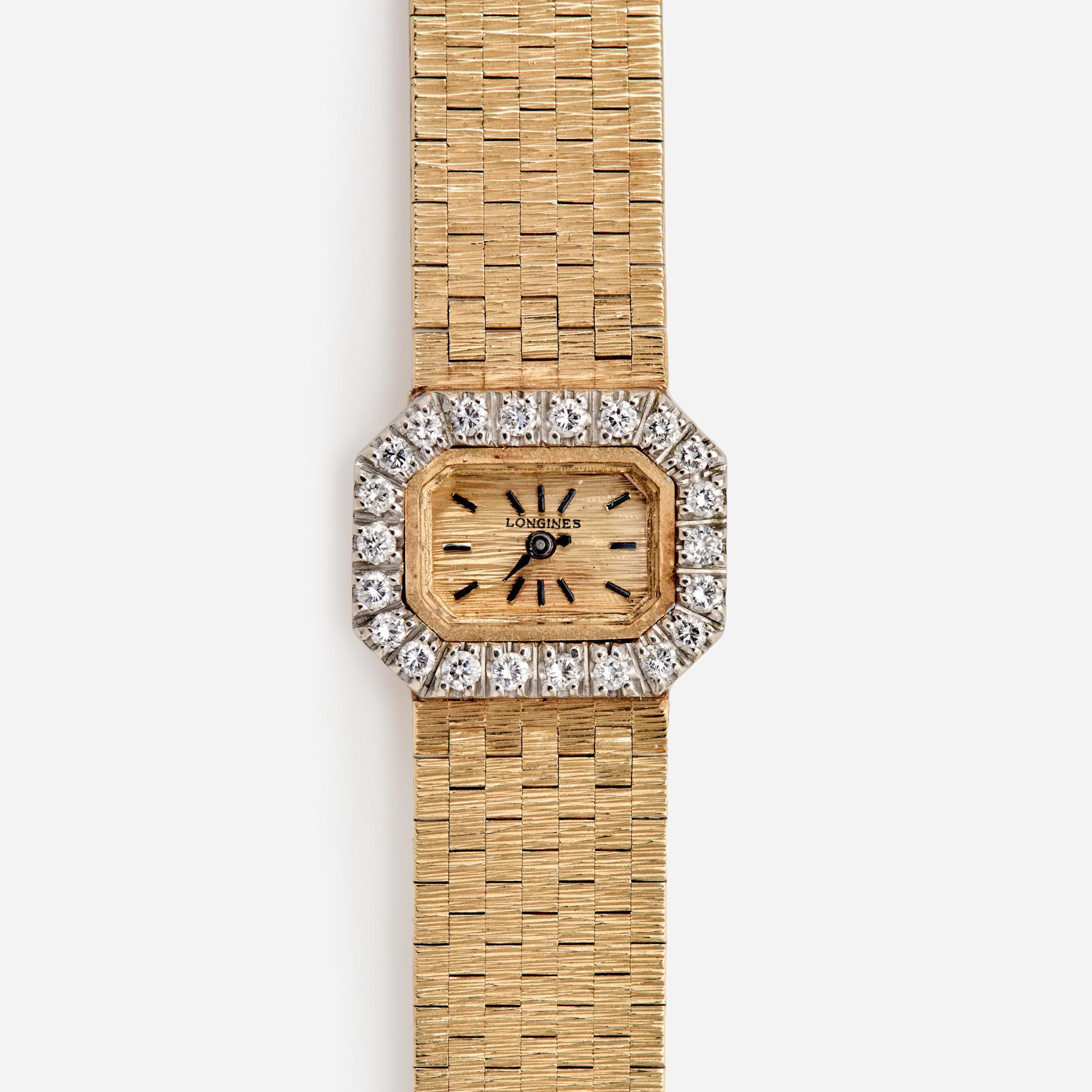 Appraisal: LONGINES K DIAMOND LADIES WATCH W K BRICK LINK BAND