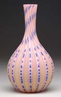 Appraisal: BURMESE SATIN GLASS VASE Burmese glass with vertical ribbing and