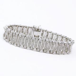 Appraisal: Contemporary Diamond and Karat White Gold Bracelet Contemporary Diamond and