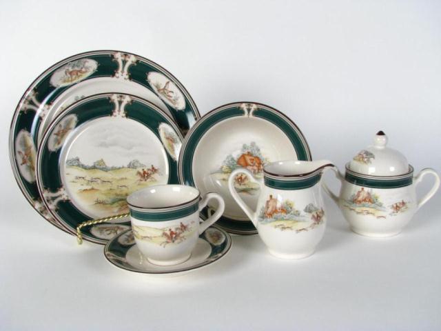 Appraisal: Keltcraft Designed by Noritake Set of Vintage ''Pursuit'' Hunt Themed