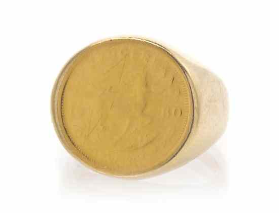 Appraisal: A Karat Yellow Gold Coin Ring Stamp EC K dwts