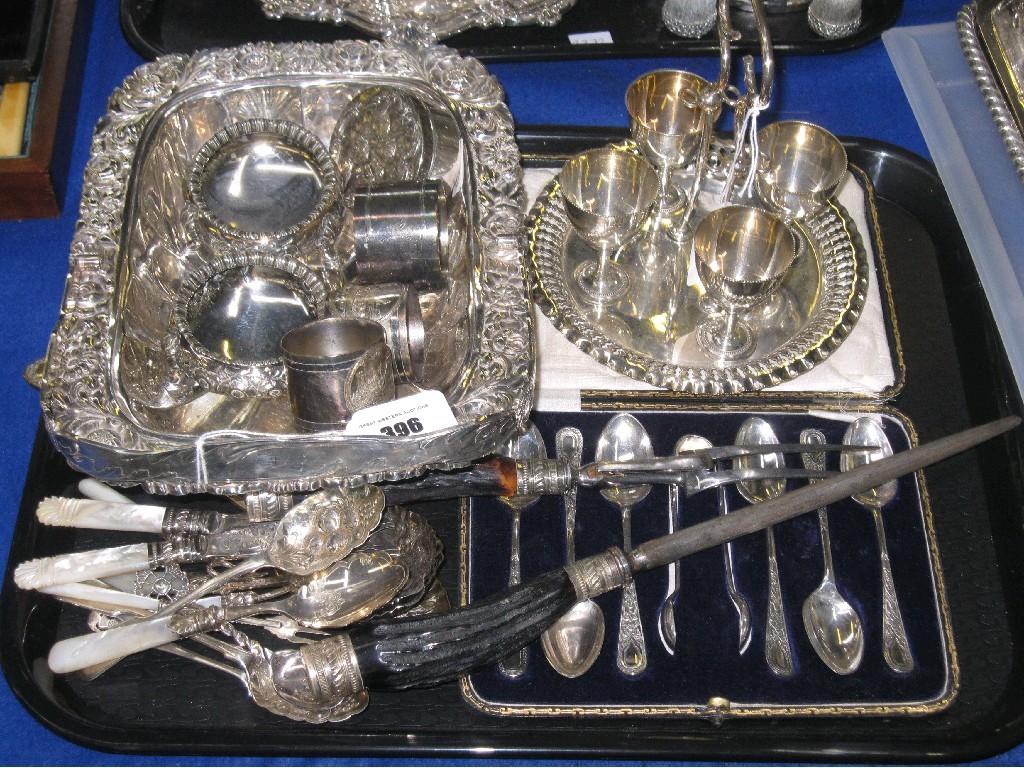 Appraisal: Tray lot of EP - basket egg cruet cutlery etc