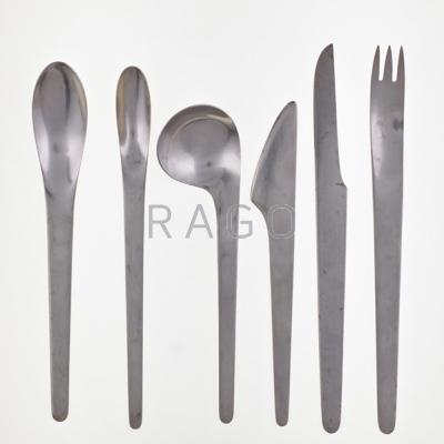 Appraisal: ARNE JACOBSEN A MICHELSEN Assembled set of AJ stainless steel