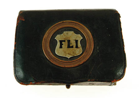 Appraisal: FIRST LIGHT INFANTRY CARTRIDGE BOX The -flap leather pouch contains