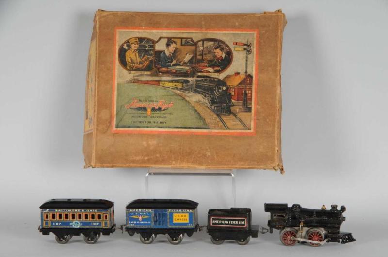 Appraisal: American Flyer Wind-Up Passenger Train Set Description Includes box Set