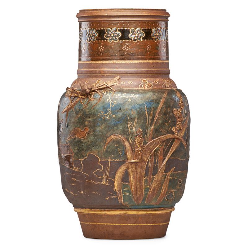 Appraisal: CHAPLET D'ILLZACH Large vase w dragonflies Condition Report A few