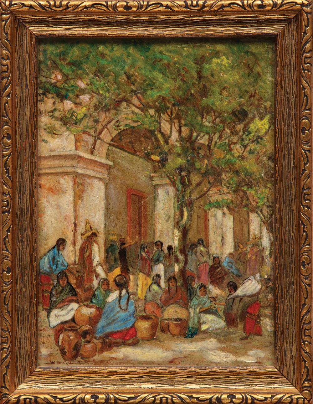 Appraisal: Latin American School th c Outdoor Market Scene oil on