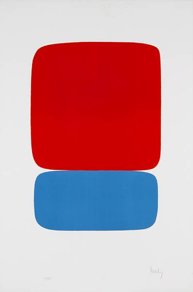 Appraisal: Ellsworth Kelly American born Red-orange over Blue A - Lithograph