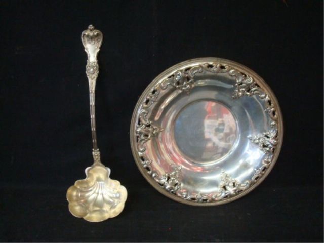 Appraisal: Grand Baroque Sterling Platter together with Ladle From a Hartsdale