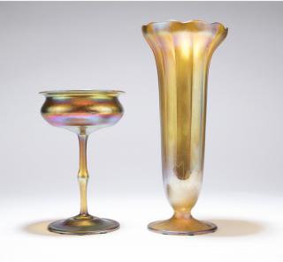 Appraisal: Two pieces of L C Tiffany Favrile art glass Early