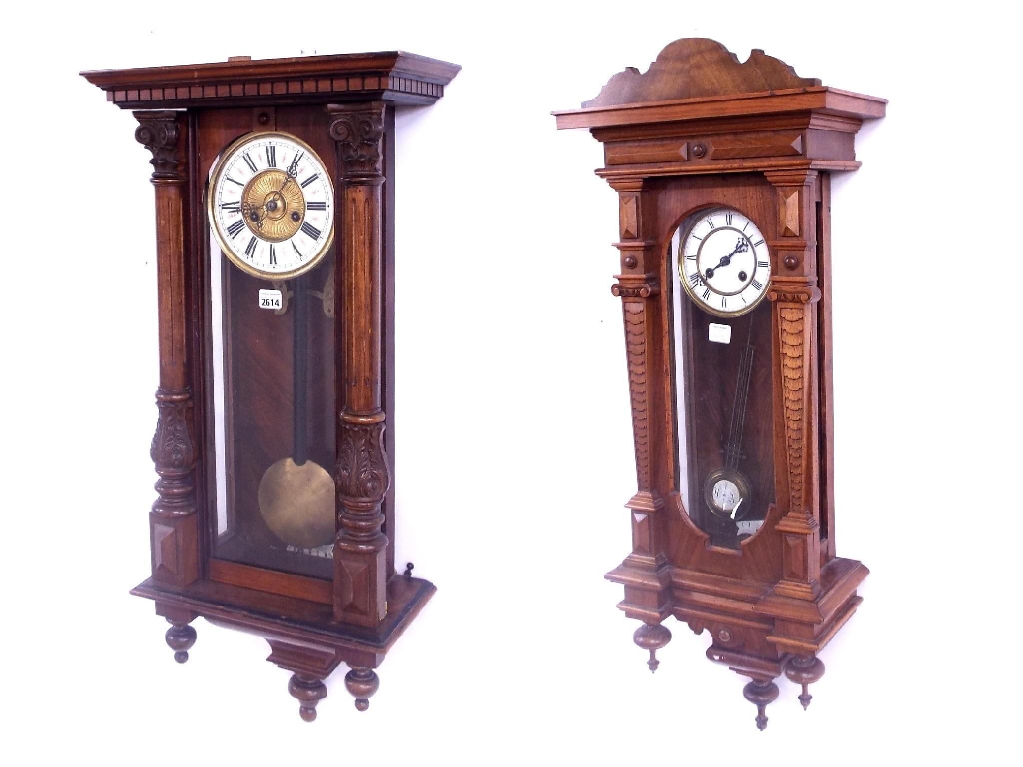 Appraisal: Walnut Vienna regulator two train wall clock the cream dial