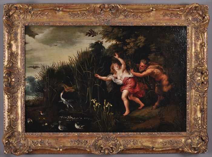 Appraisal: AFTER RUBENS AND BRUEGHEL PAN AND SYRINX Oil on canvas