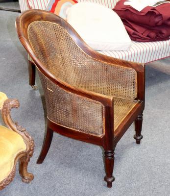 Appraisal: A Regency rosewood berg re chair on reeded front legs