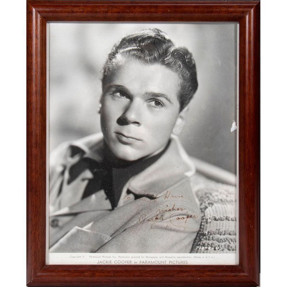 Appraisal: Jackie Cooper Original autographed inscribed photograph Size x Condition Showing