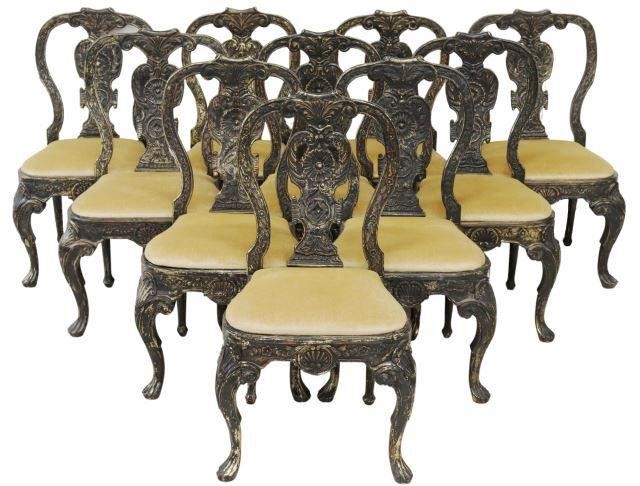 Appraisal: lot of Chippendale style dining chairs late th c parcel