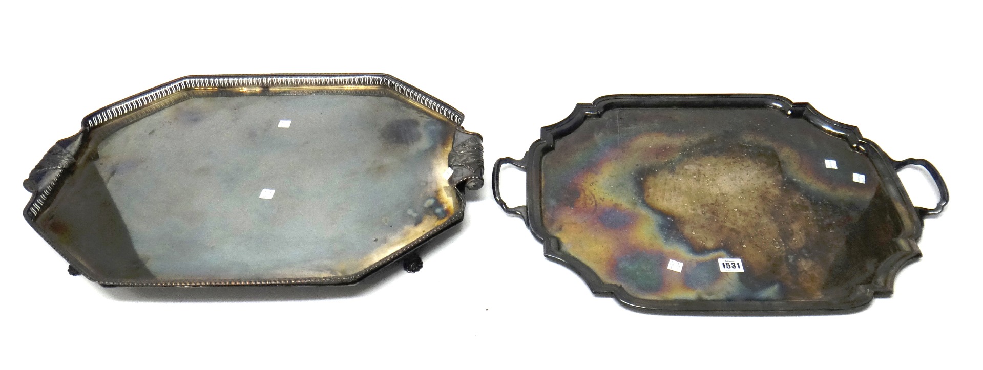 Appraisal: Plated wares comprising two large twin handled trays two small