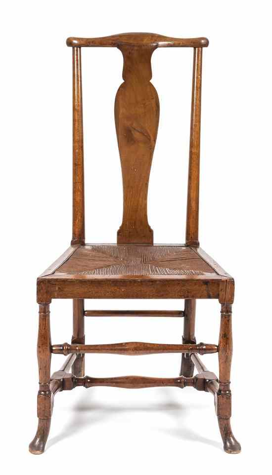 Appraisal: A Queen Anne Walnut Side Chair having a yoke shaped