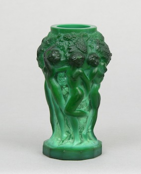 Appraisal: A Moser Malachite Glass Vase A small Moser malachite glass