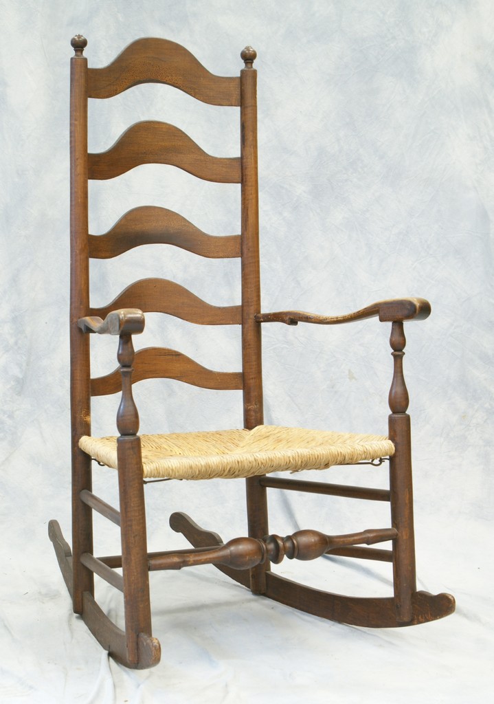 Appraisal: slat ladderback armchair with bulbous front stretcher rockers added th