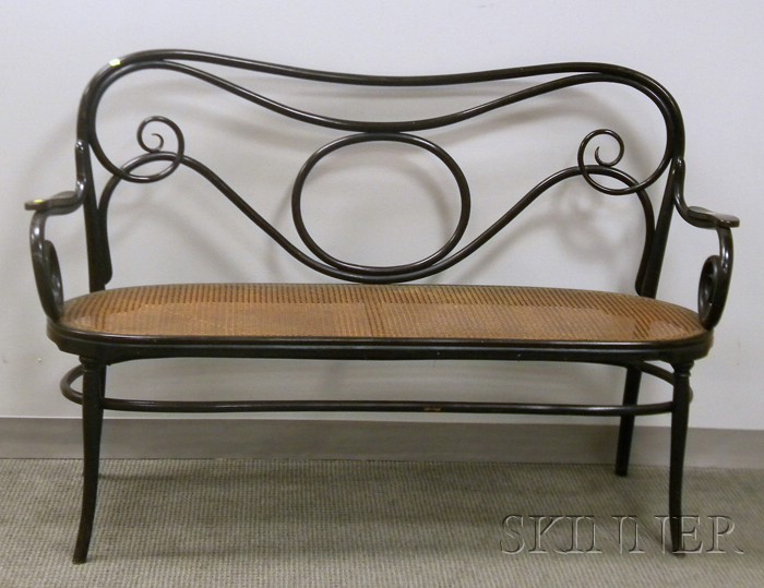 Appraisal: J J Kohn Caned Ebonized Bentwood Settee paper label lg