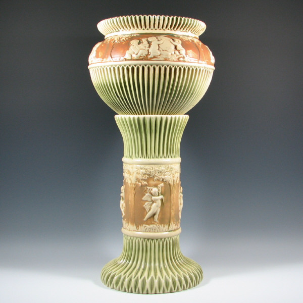 Appraisal: Roseville Donatello - Jardiniere Pedestal Roseville Donatello - jardiniere and