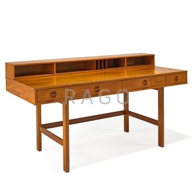 Appraisal: LOVIG Teak flip-top partner s desk Denmark s Branded Closed