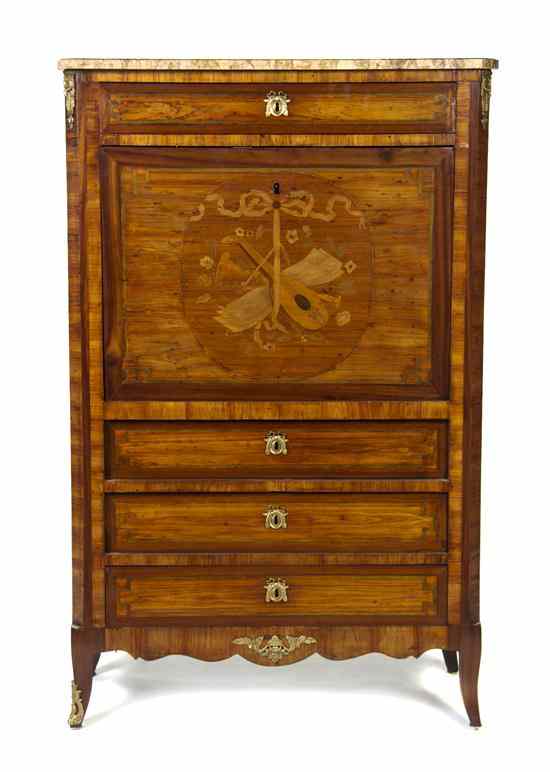 Appraisal: A Louis XV Transitional Various Woods Marquetry and Gilt Bronze