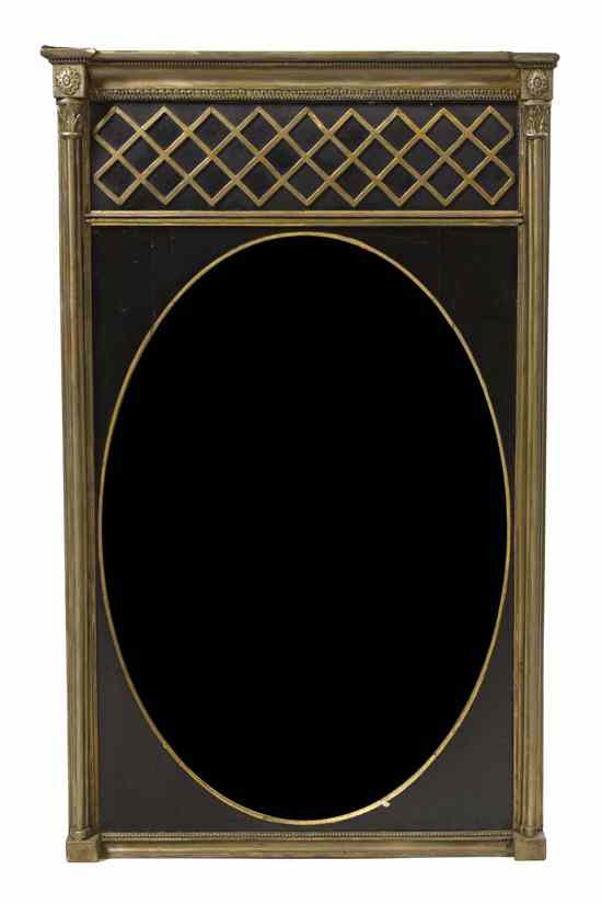 Appraisal: A Neoclassical Painted and Parcel Gilt Mirror having an oval