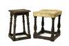 Appraisal: LOT OF STOOLS - Small English oak square top Jacobean