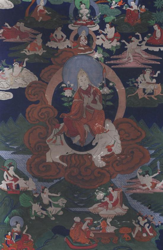 Appraisal: KOREAN THANGKA th century Depicting Bodhisattva - in x in