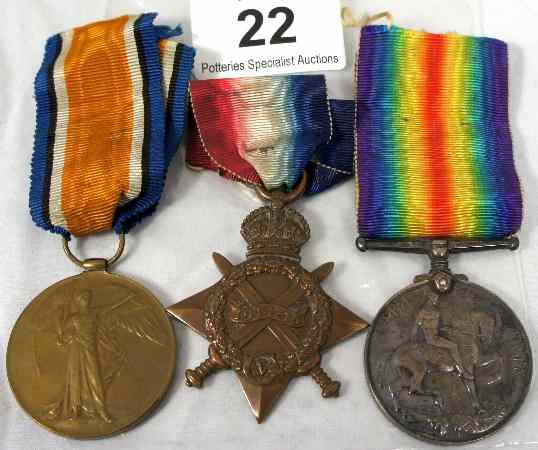 Appraisal: Set of Three First World War Medals Awarded to PTE