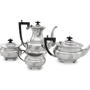 Appraisal: An English Silver Four-Piece Tea Coffee Service William Aitken Birmingham