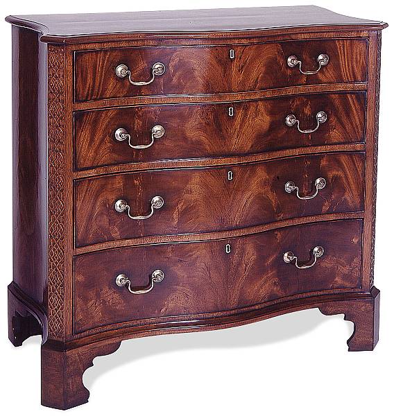 Appraisal: A George III style mahogany serpentine chest of drawers height