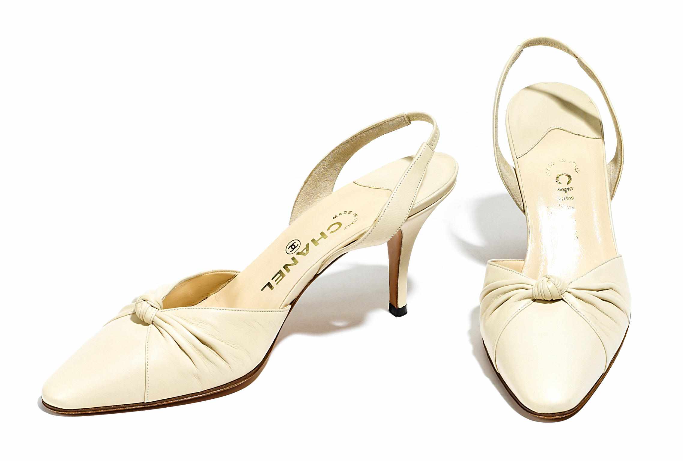 Appraisal: A pair of Chanel nude sling back heels size