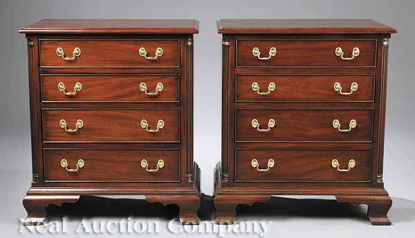 Appraisal: A Pair of American Chippendale-Style Walnut Bedside Commodes stamped Virginia