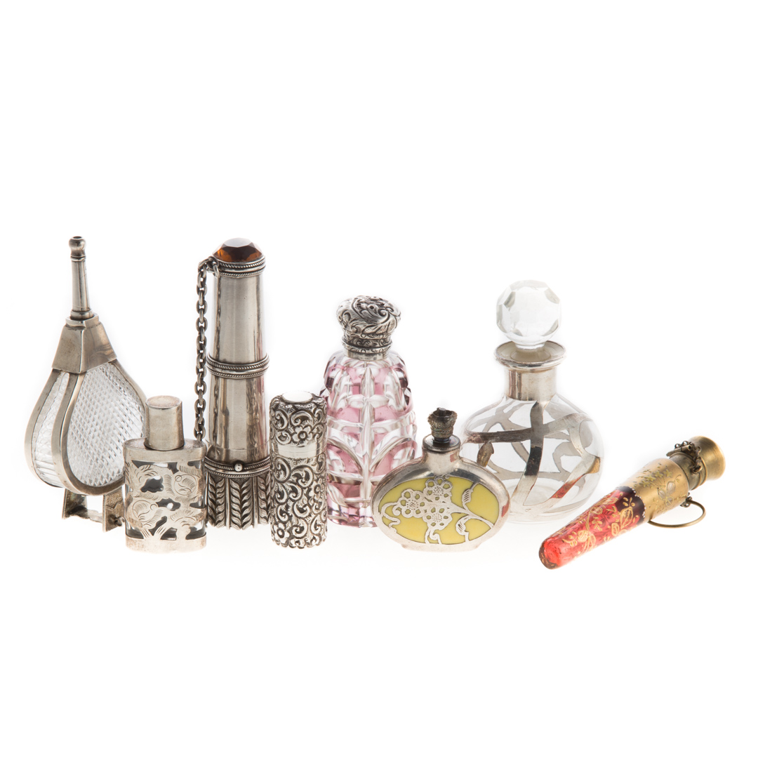 Appraisal: assorted silver glass scent bottles bottles including Victorian sterling silver