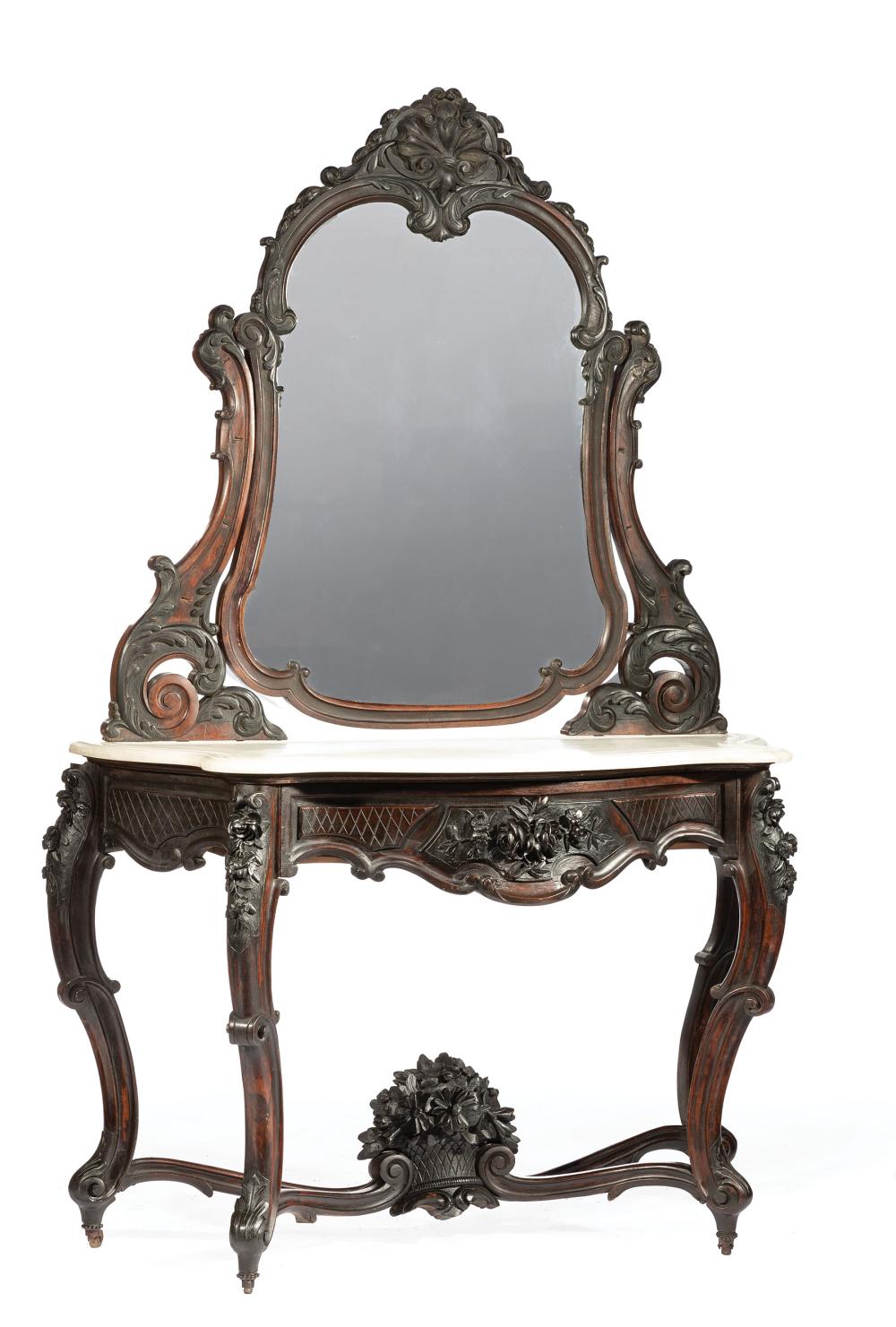 Appraisal: American Rococo Carved Rosewood Duchesse mid- th c New York