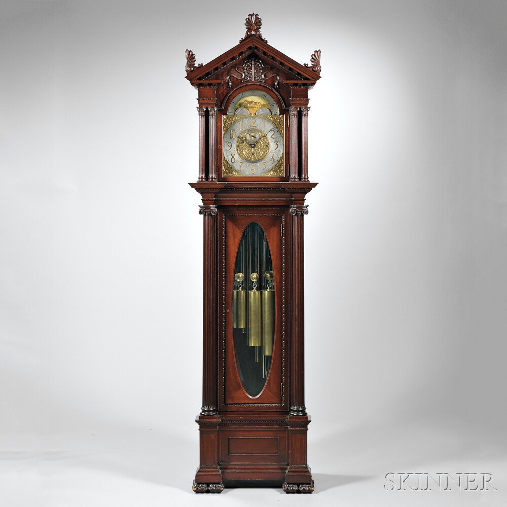 Appraisal: Carved Mahogany Nine Tubular Bell Chime Clock Bigelow Kennard Co