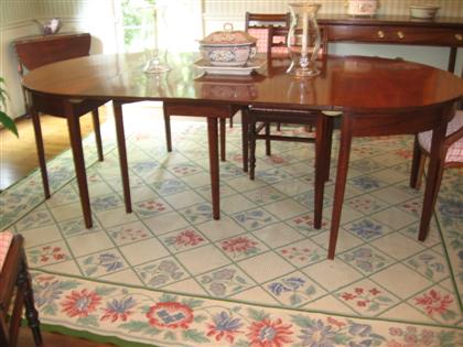 Appraisal: Three part Federal mahogany dining table circa WIth two demilune