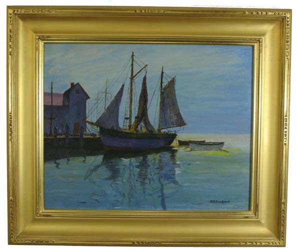 Appraisal: J J ENWRIGHT OIL ON PANEL American - Fishing boat