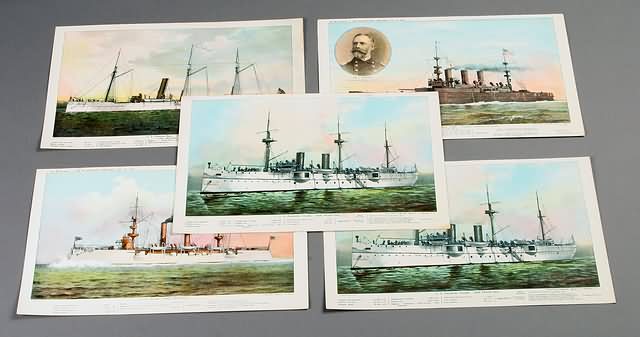 Appraisal: Set of colored lithographs of US Warships they are art