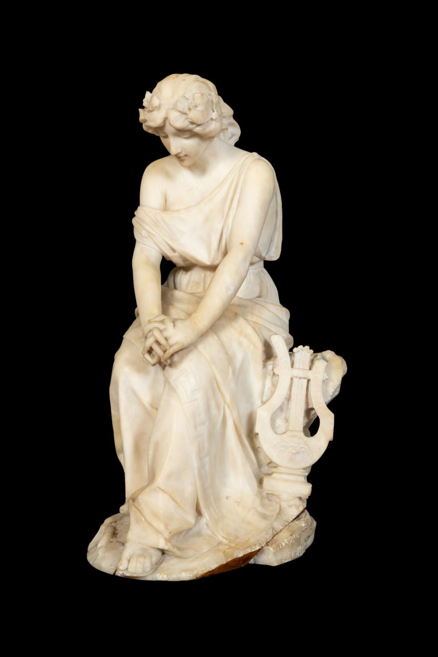 Appraisal: ITALIAN SCHOOL ALABASTER FIGURE OF A SAPPHO Italian School untitled