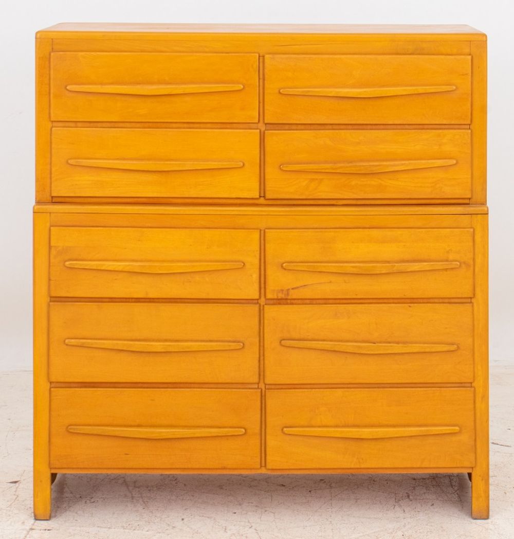 Appraisal: MID-CENTURY MODERN BLONDE WOOD TALL DRESSER S Mid-Century modern blonde